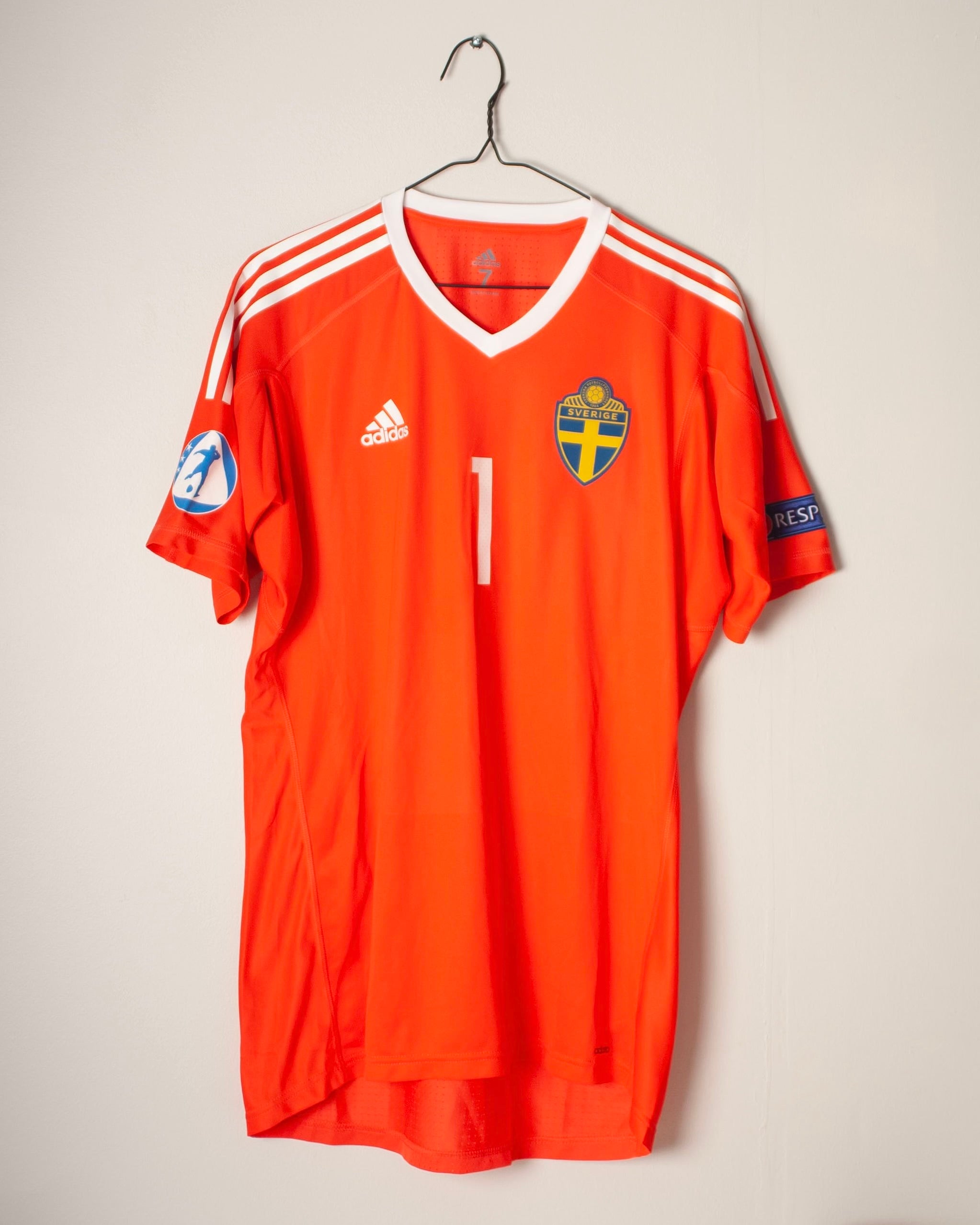 Adidas - Sweden U21 2016 Goalkeeper Football Shirt 'ERLANDSSON' (Match Issued)