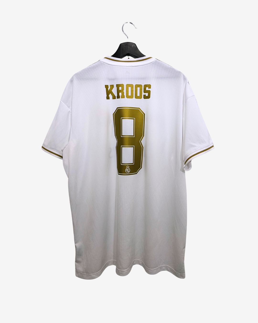 White sports jersey with 'Kroos' and number '8' on a white background