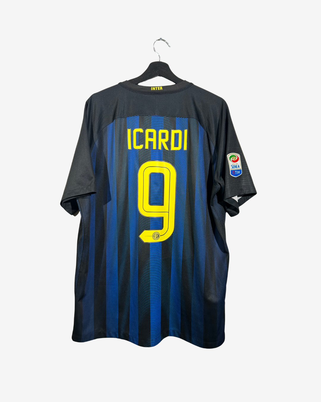 Black and blue sports jersey with 'ICARDI' and number '9' on a white background