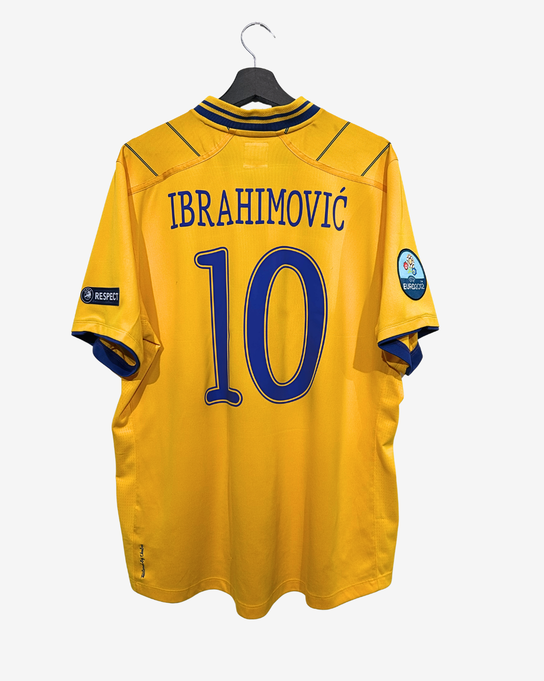 Yellow sports jersey with 'Ibrahimovic' and number '10' on a hanger