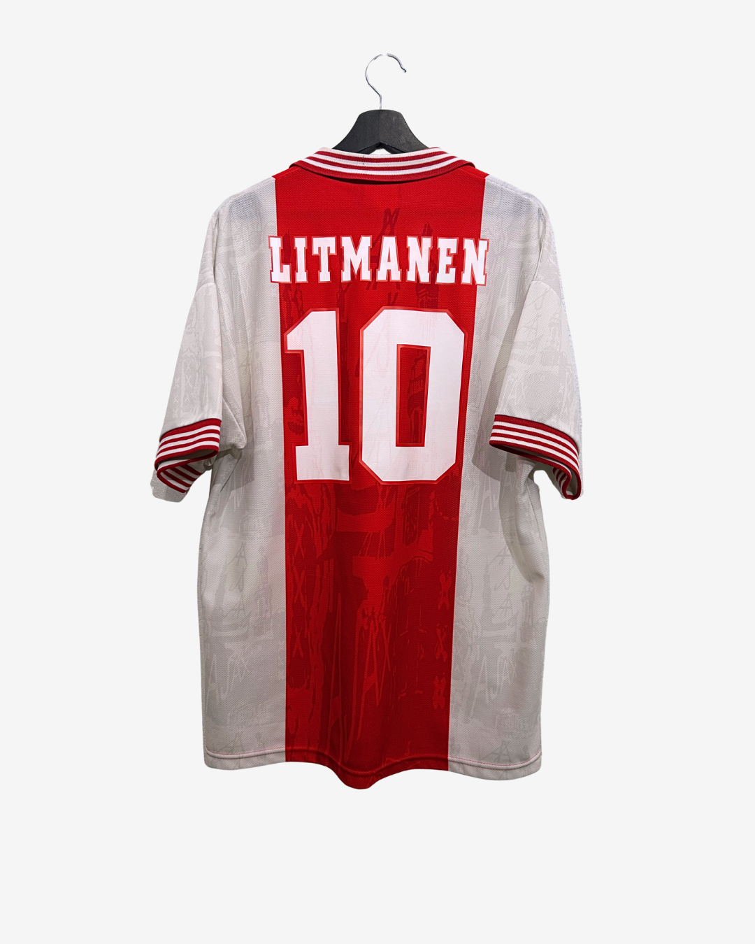 Red and gray sports jersey with 'Litmanen' and number '10' on a white background
