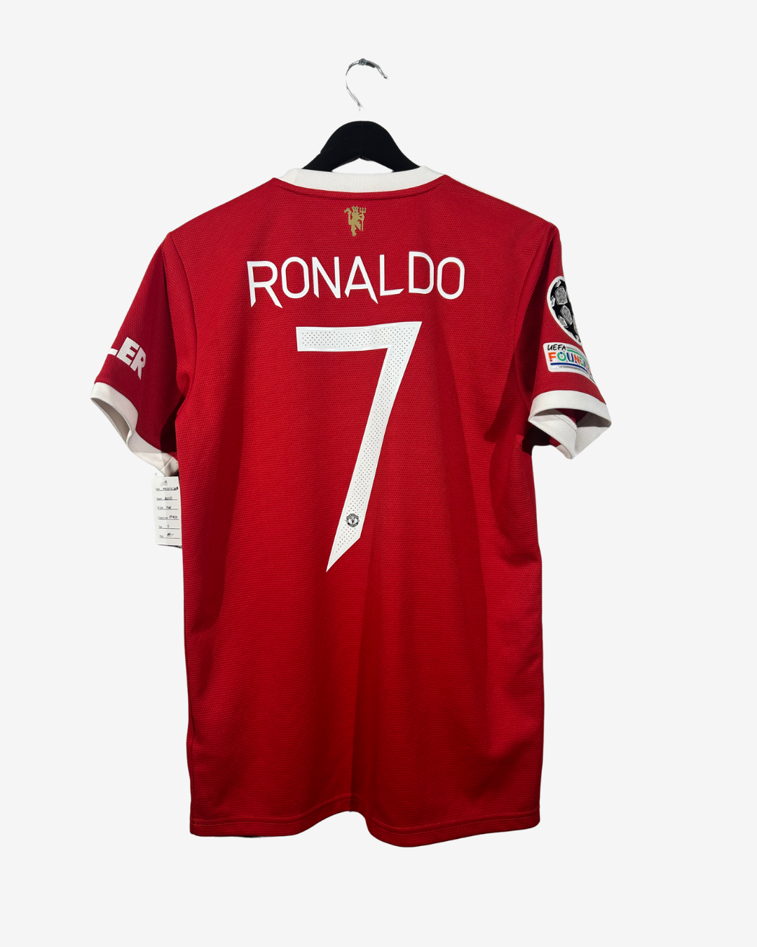 Red sports jersey with 'Ronaldo' and number '7' on a white background
