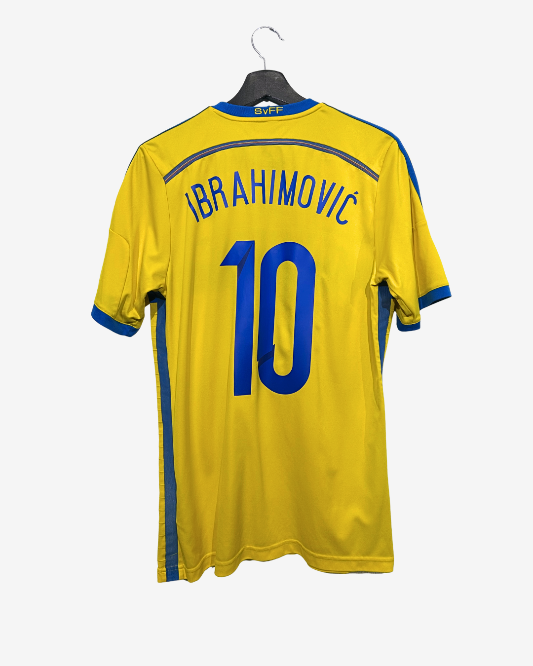 Yellow sports jersey with 'Ibrahimovic' and number '10' on a hanger
