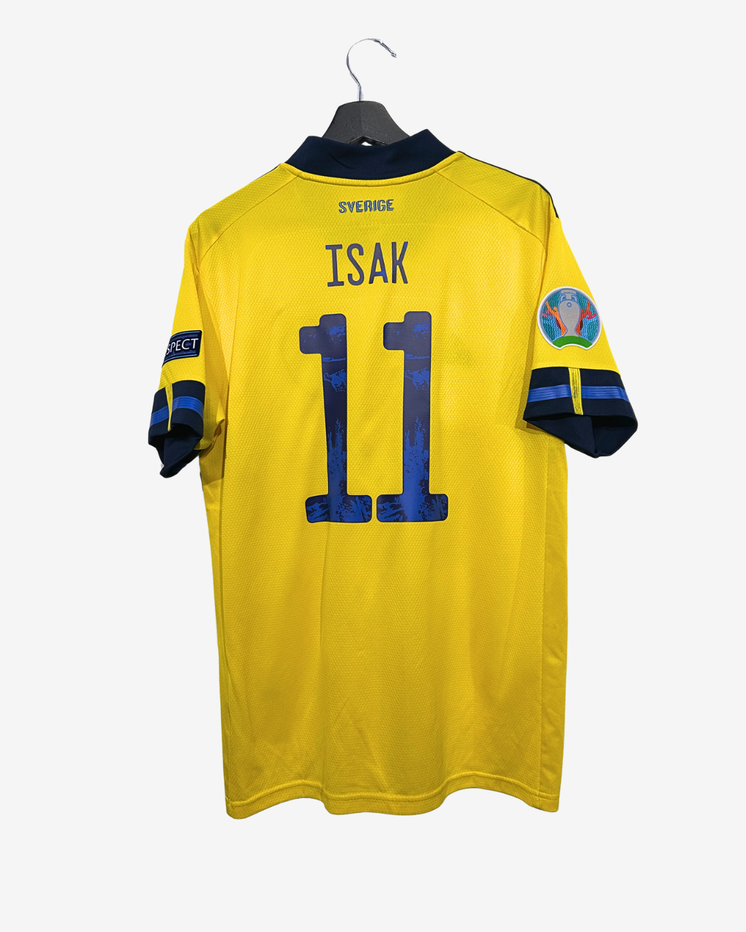 Yellow sports jersey with 'ISAK' and number '11' on a white background