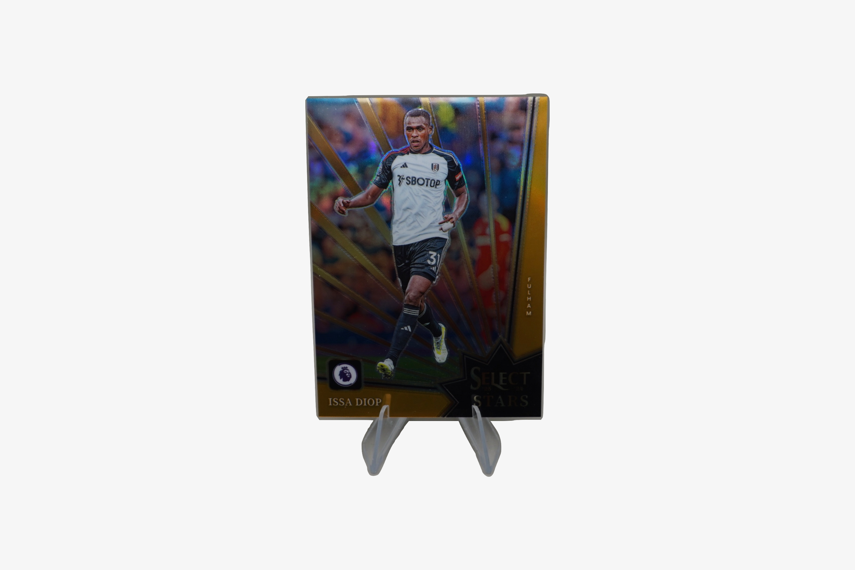 Issa Diop – 2023/24 Panini Select Gold Prizm SSP (Fulham FC) – Serial #04/10 – Card No. 10