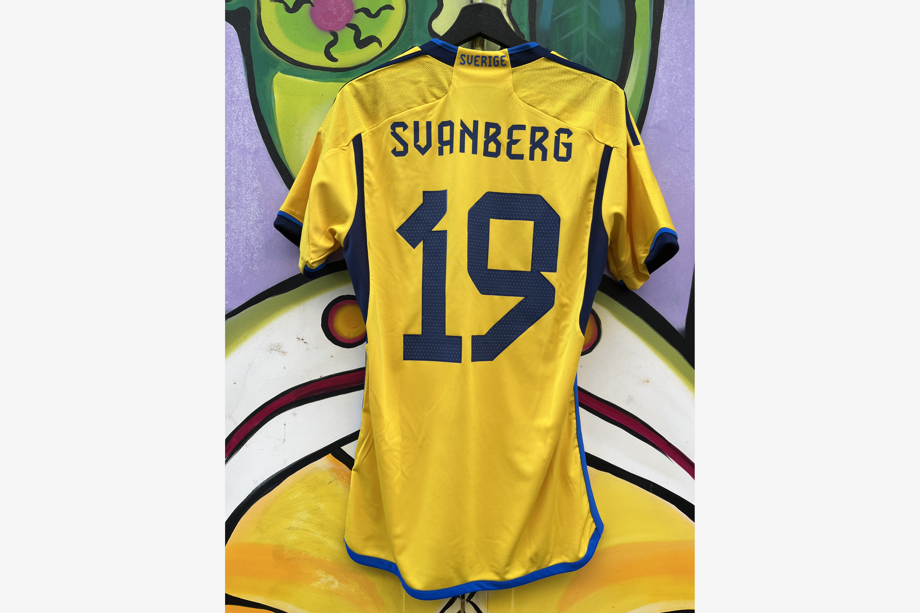 Adidas - Sweden 2022/23 Home Football Shirt Sweden - Belgium 'SVANBERG' (Match Worn)