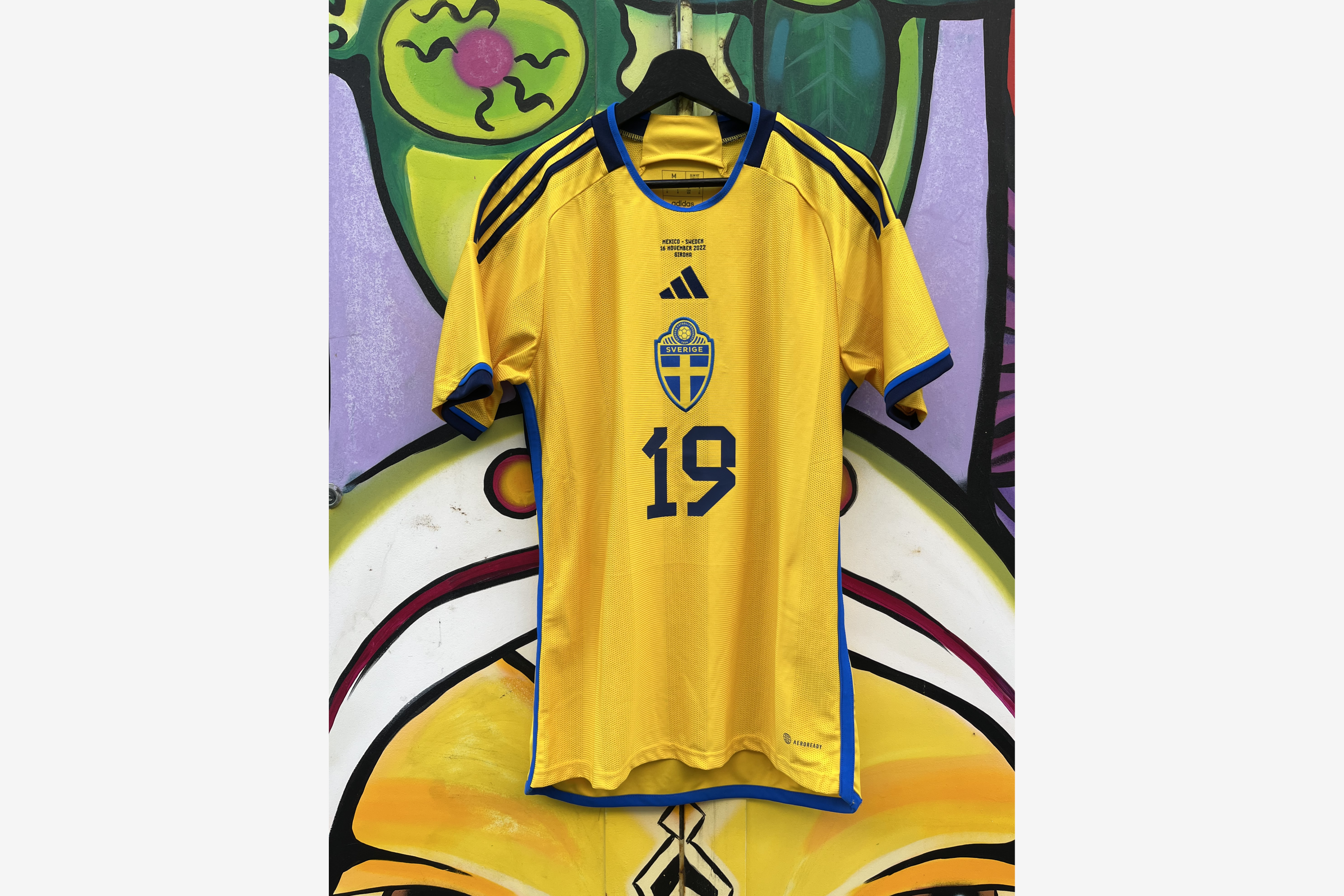 Adidas - Sweden 2022/23 Home Football Shirt Mexico - Sweden 'SVANBERG' (Match Worn)