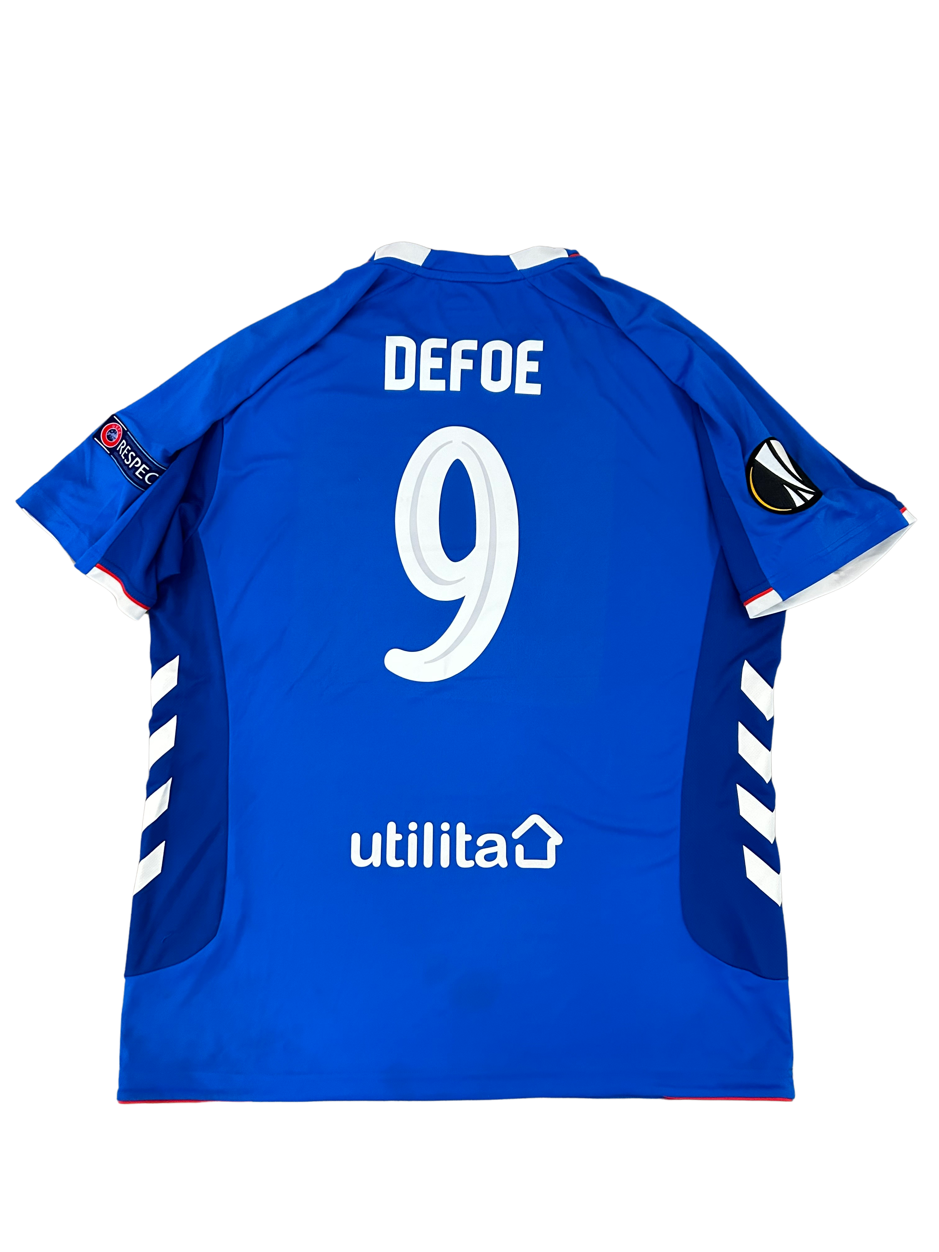 Hummel - Glasgow Rangers 2018/19 Home Football Shirt Europa League Version 'DEFOE'