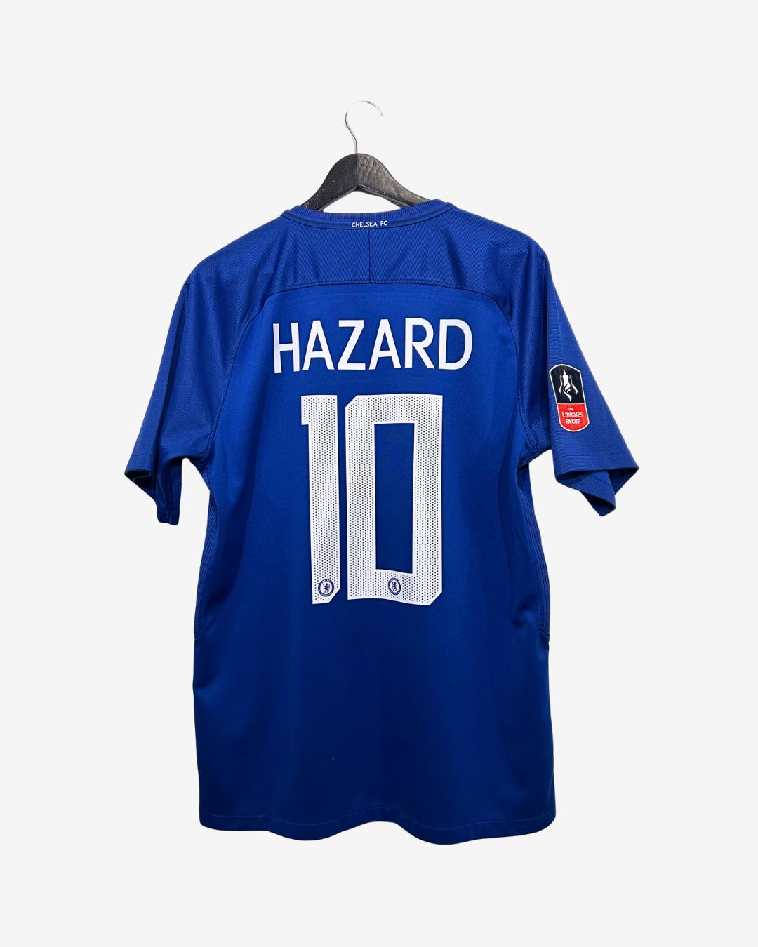Blue sports jersey with 'HAZARD' and number '10' on a white background