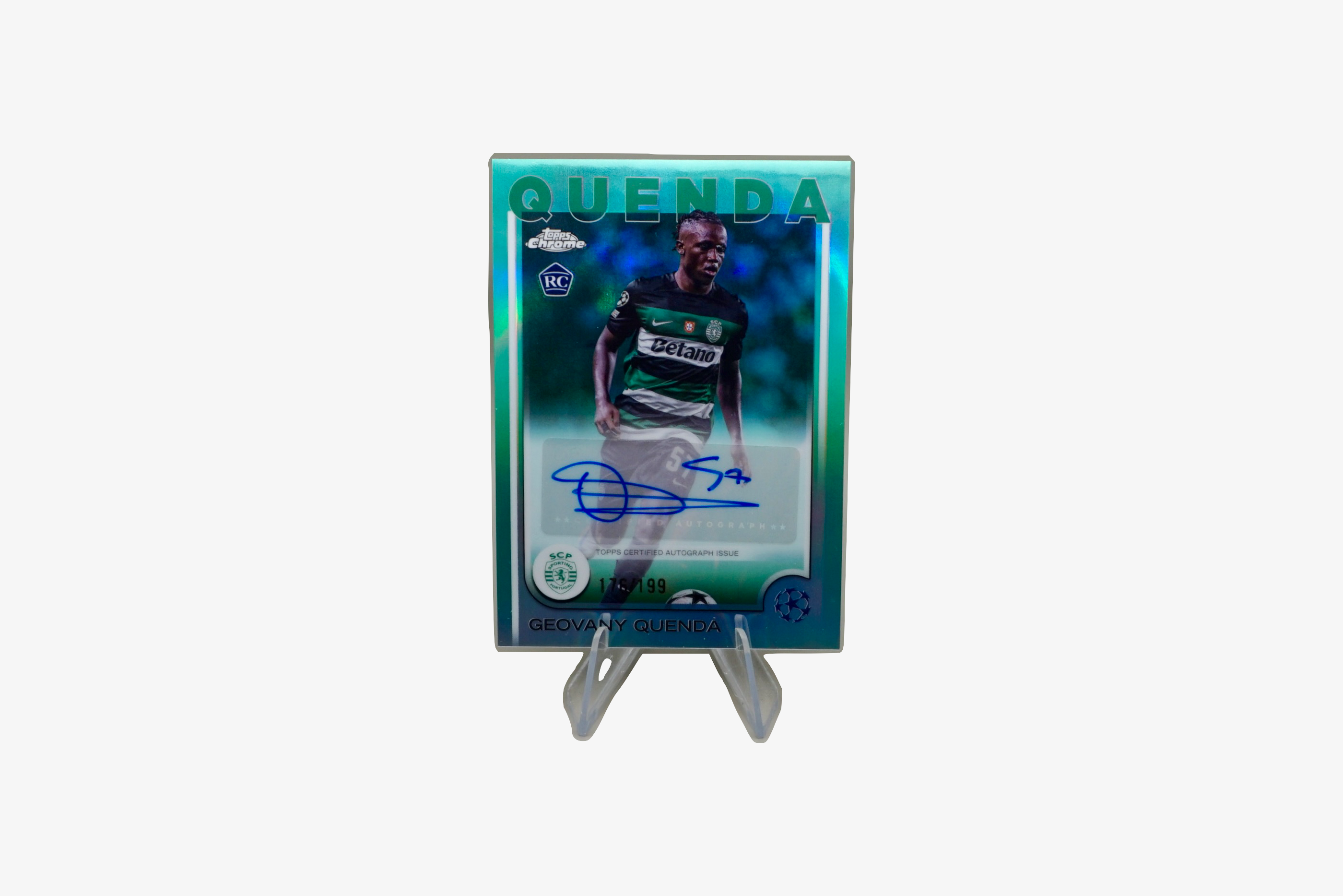 Geovany Quenda – 2024/25 Topps Chrome UCC Aqua Refractor Auto (Sporting Lissabon) – 158/199 - CA-CQ