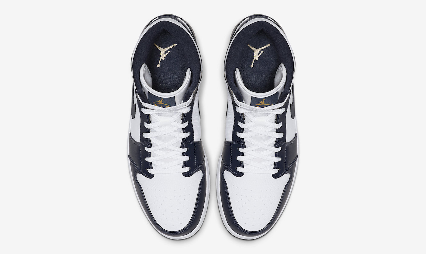 Air Jordan 1 Mid 'White Metallic Gold Obsidian'