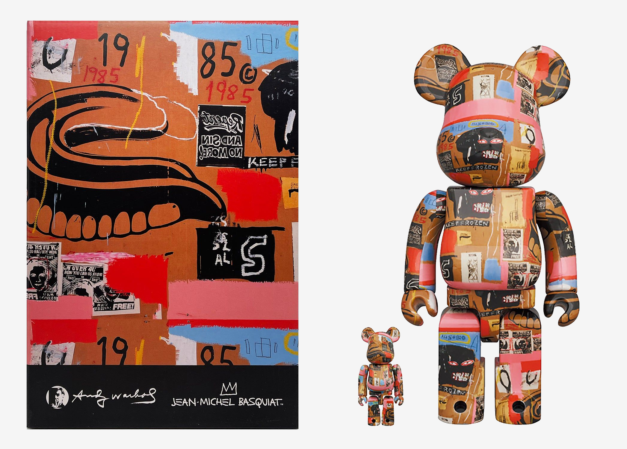 Bearbrick Andy Warhol JEAN-MICHEL BASQUIAT #2 100% & 400% Set