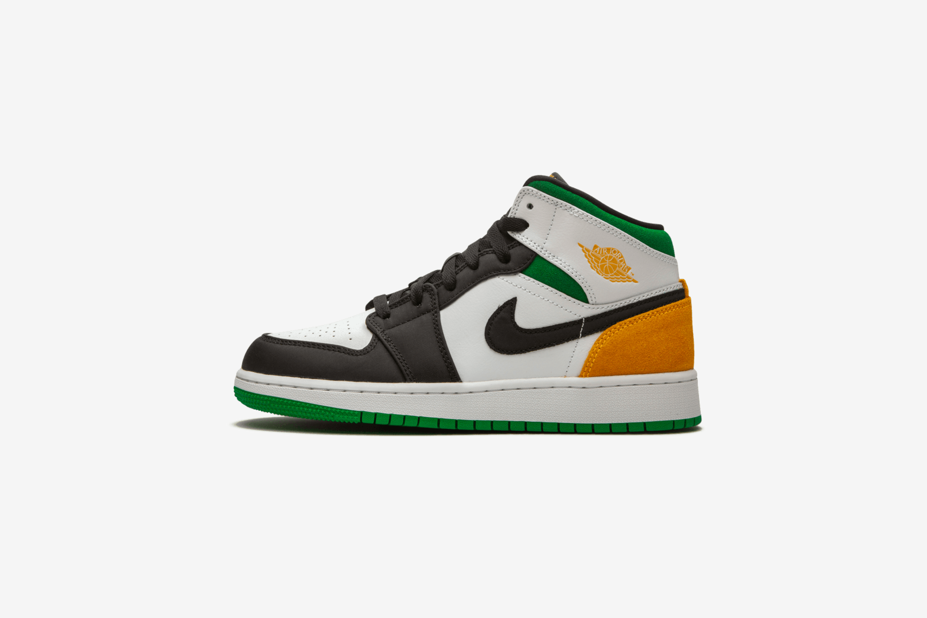 Air Jordan 1 Mid 'White Laser Orange Lucky Green'